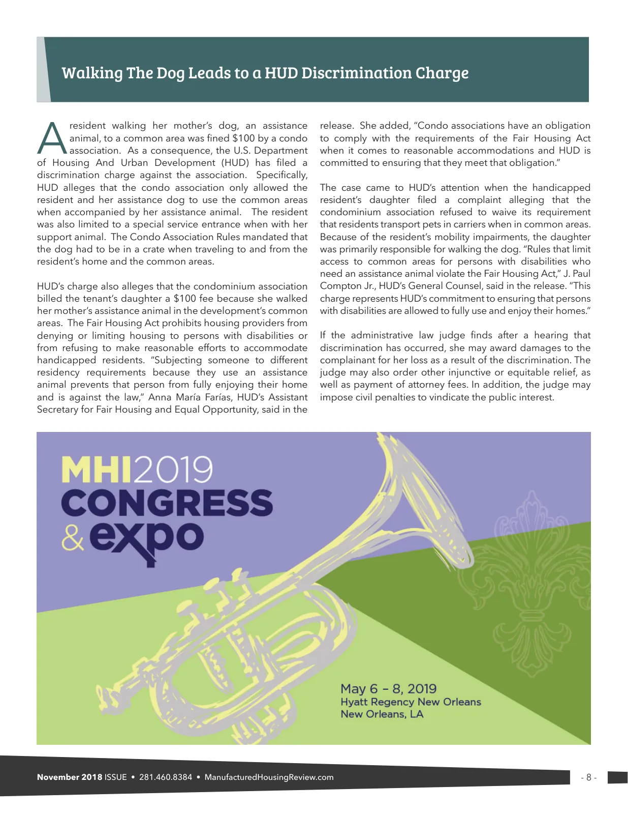Page 8 of Manufactured Housing Review November 2018