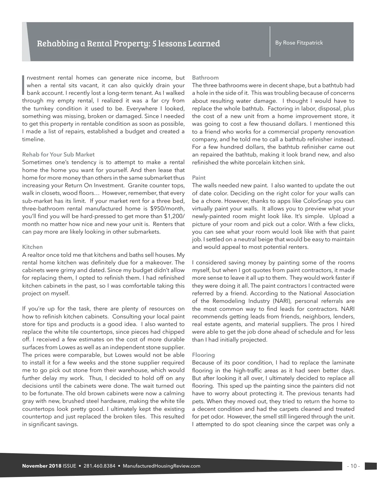 Page 10 of Manufactured Housing Review November 2018