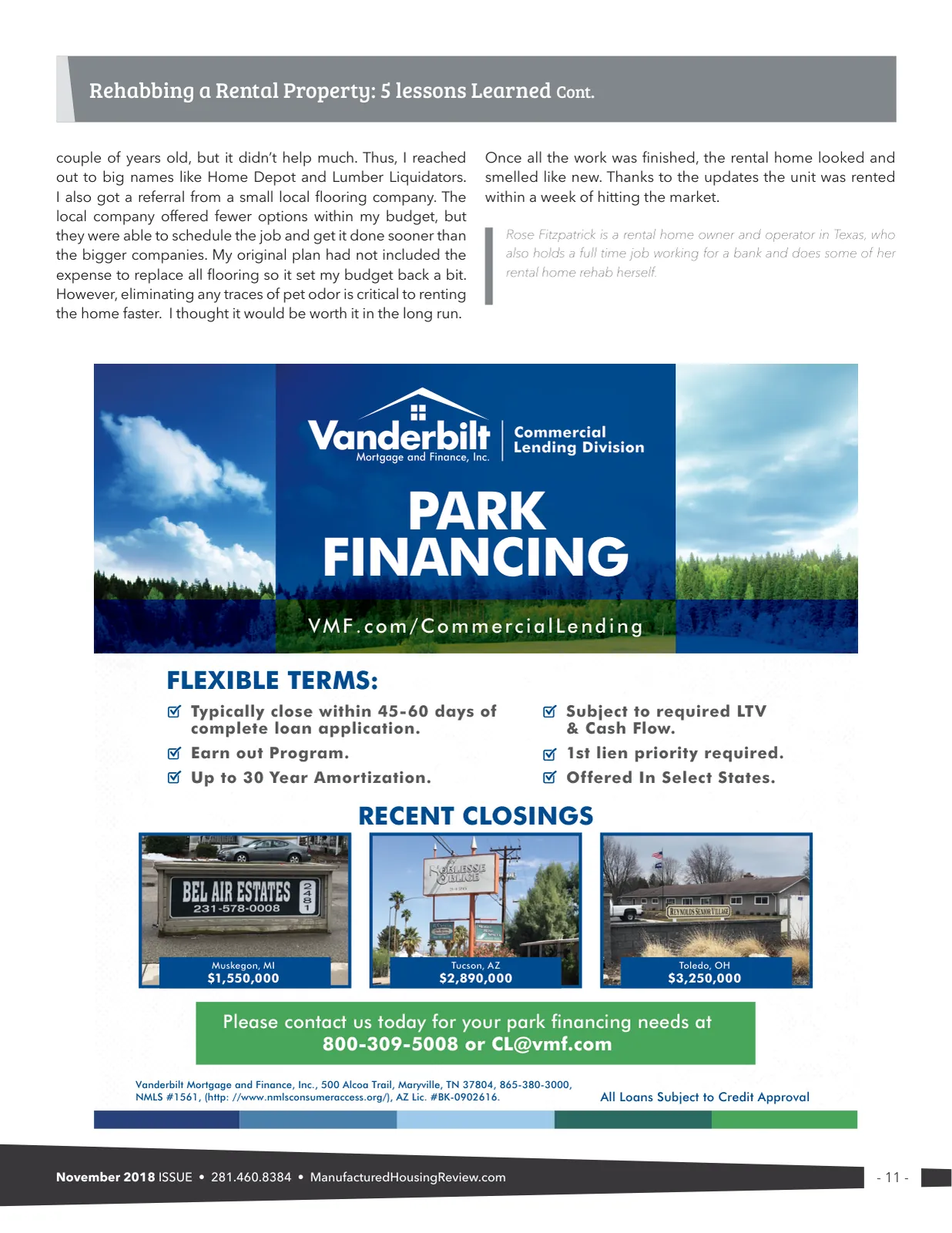 Page 11 of Manufactured Housing Review November 2018