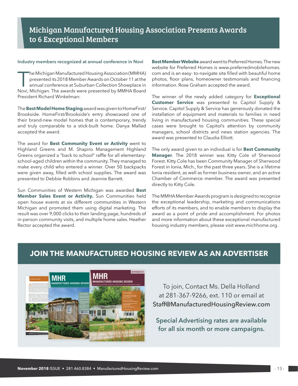 Page 13 of Manufactured Housing Review November 2018