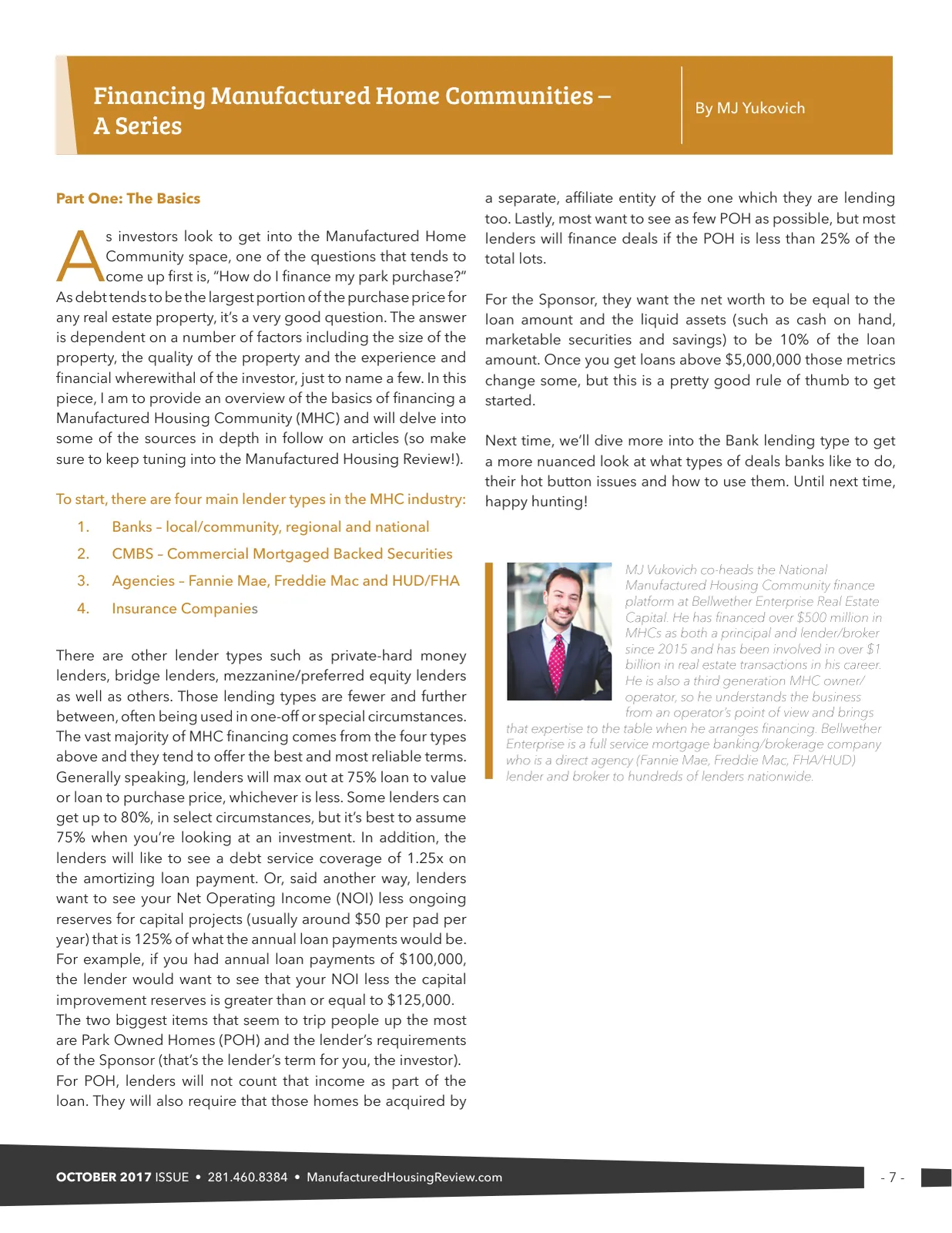 Page 7 of Manufactured Housing Review October 2017