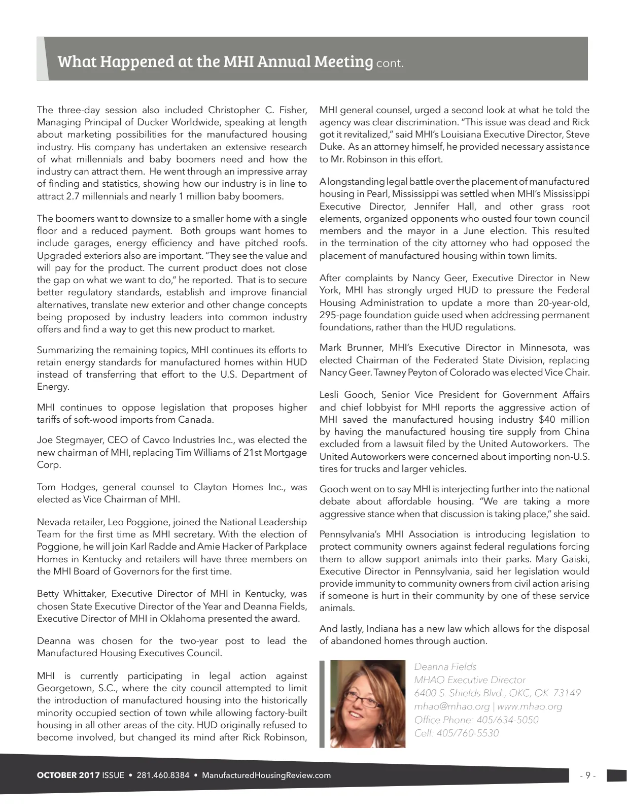 Page 9 of Manufactured Housing Review October 2017