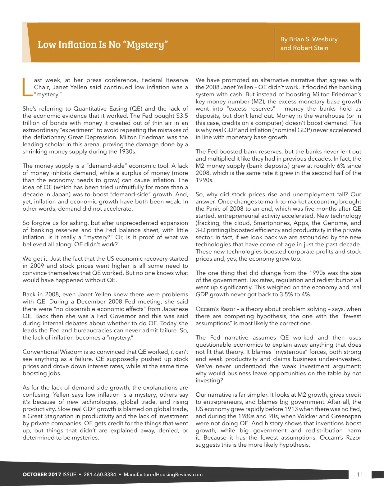 Page 11 of Manufactured Housing Review October 2017