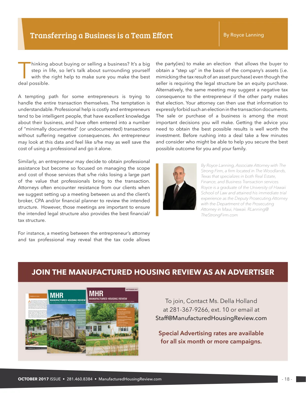 Page 18 of Manufactured Housing Review October 2017