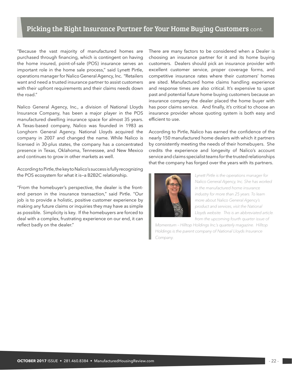 Page 22 of Manufactured Housing Review October 2017