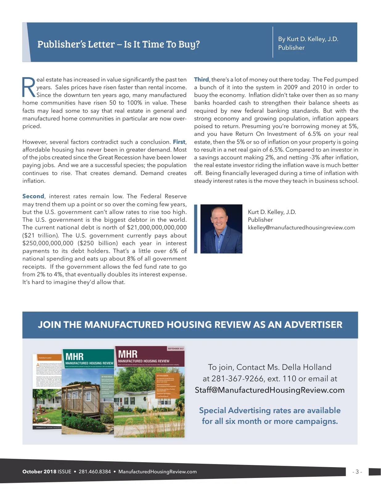 Page 3 of Manufactured Housing Review October 2018