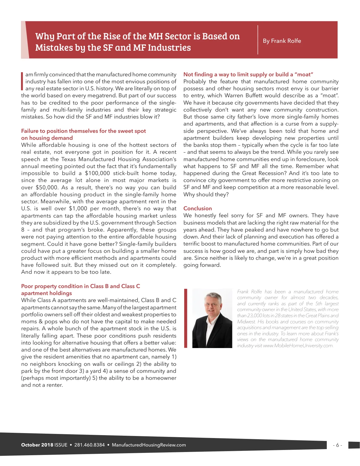 Page 6 of Manufactured Housing Review October 2018