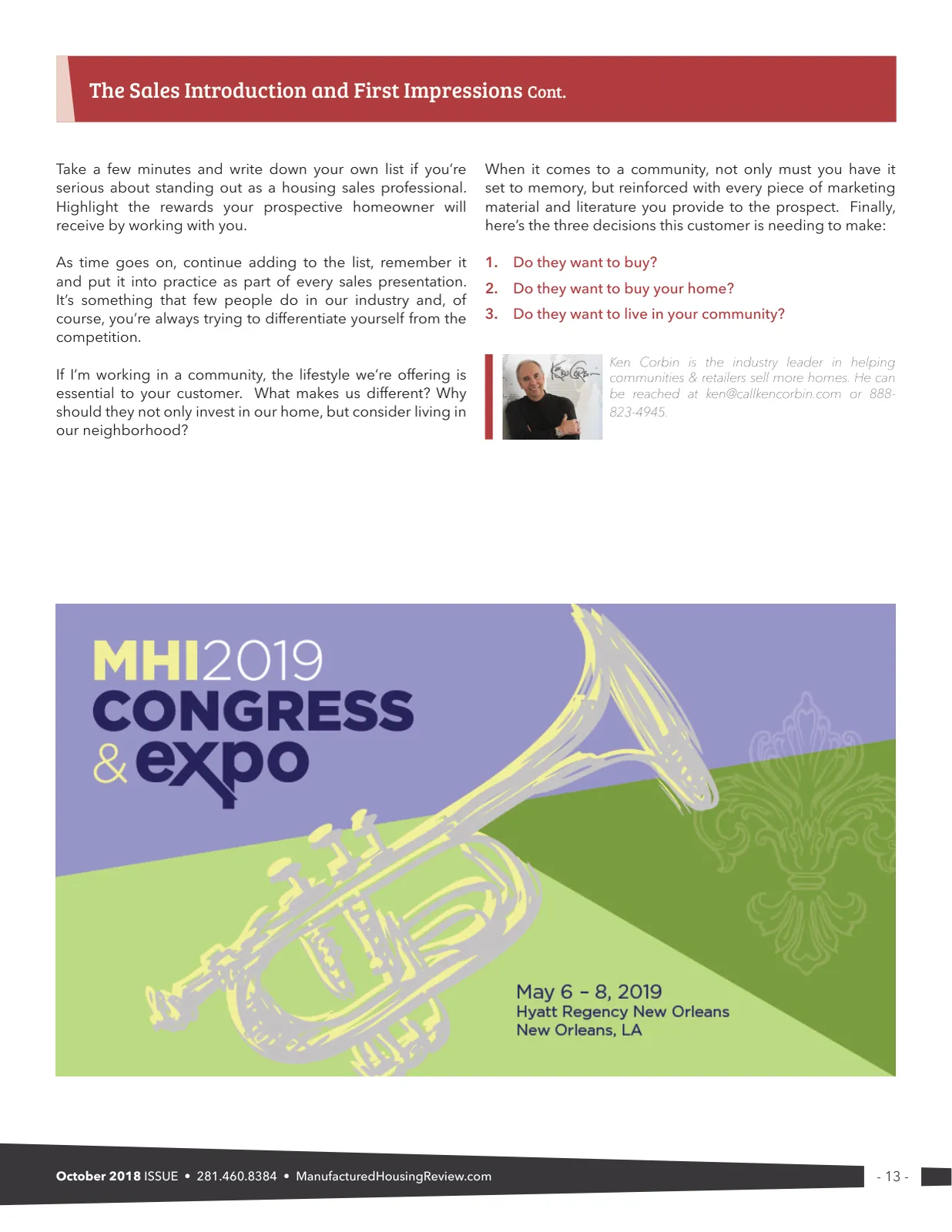 Page 13 of Manufactured Housing Review October 2018