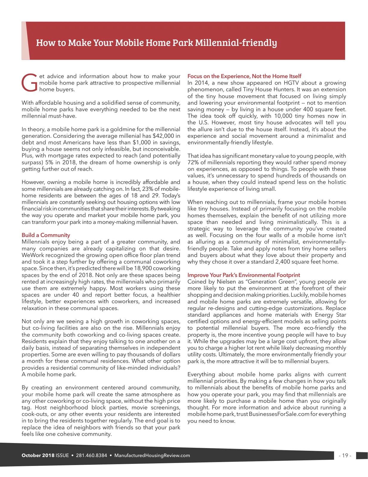 Page 19 of Manufactured Housing Review October 2018
