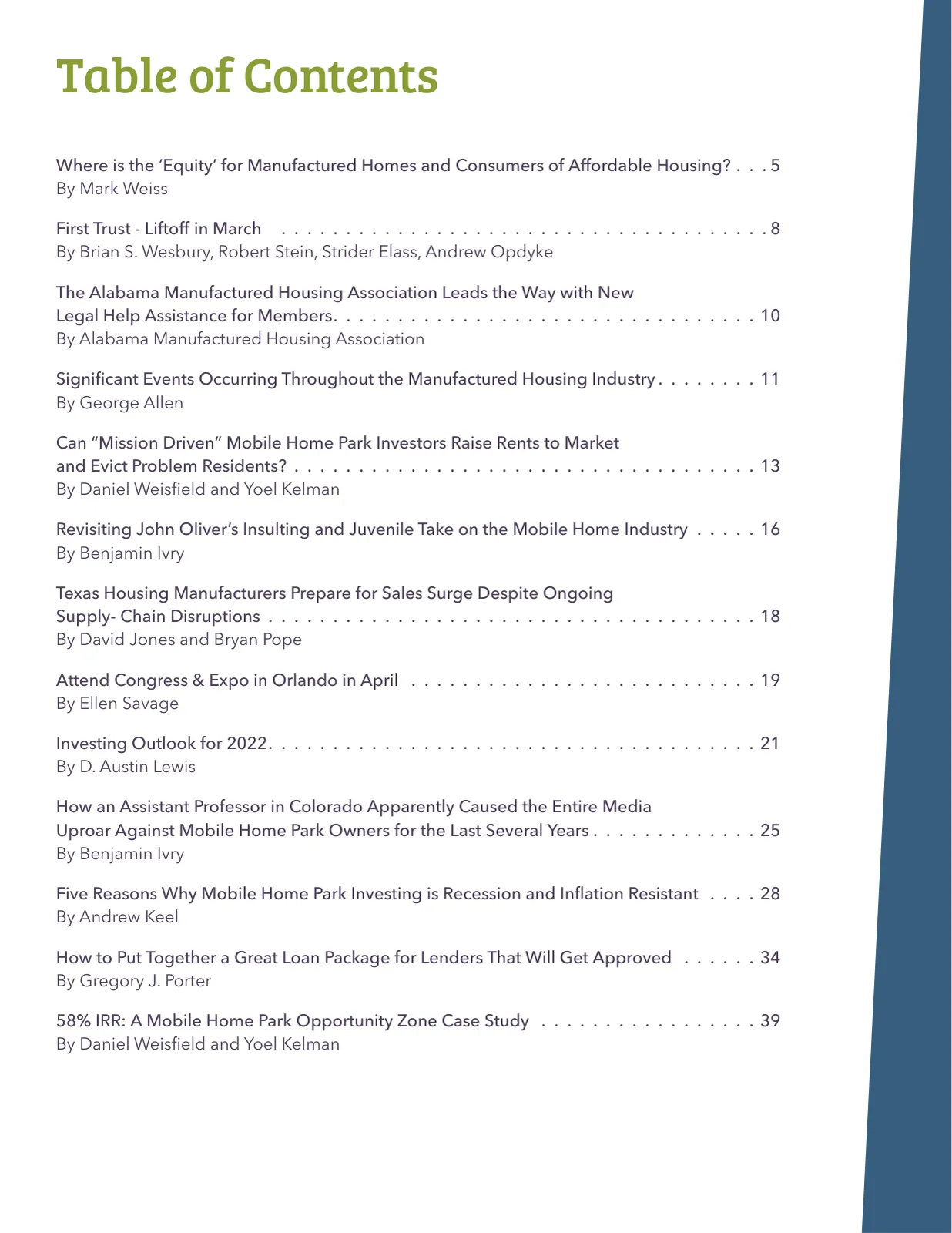 Page 2 of Manufactured Housing Review 2022 Q1