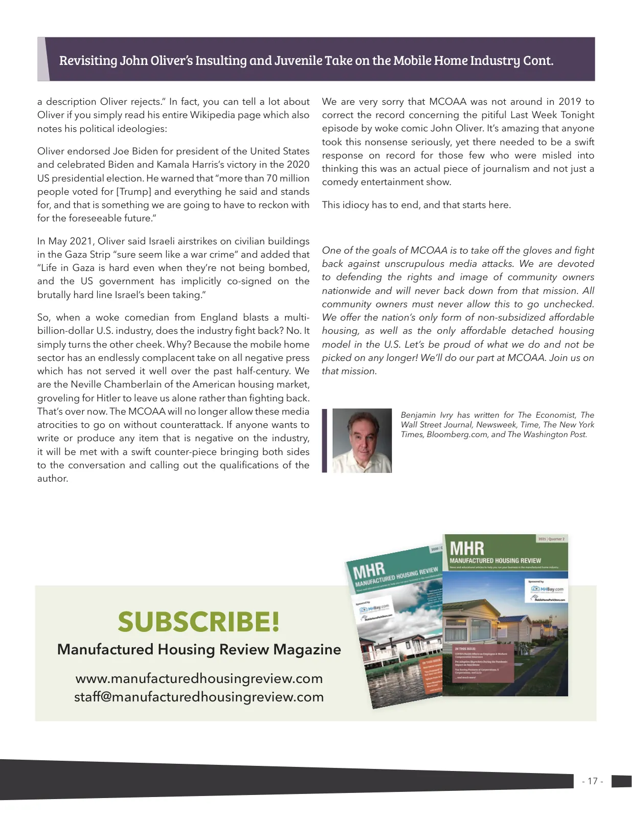 Page 17 of Manufactured Housing Review 2022 Q1