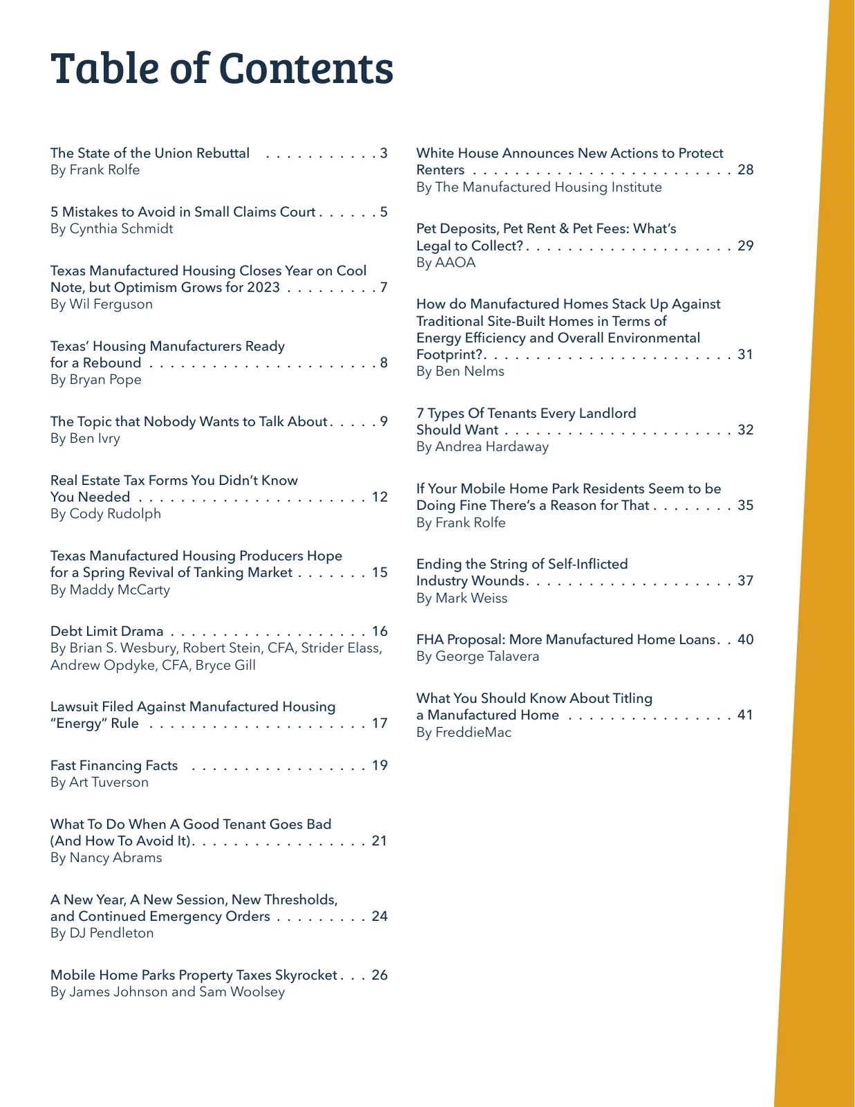 Page 2 of Manufactured Housing Review 2023 Q1