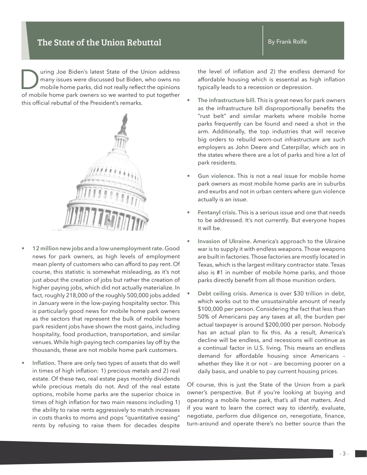 Page 3 of Manufactured Housing Review 2023 Q1