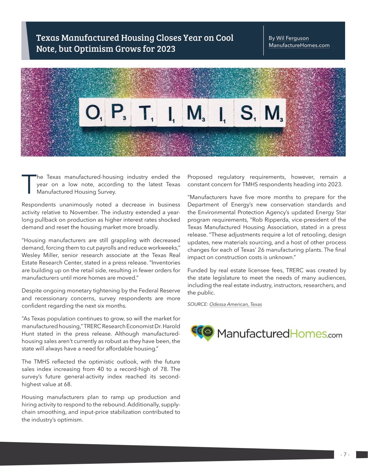 Page 7 of Manufactured Housing Review 2023 Q1