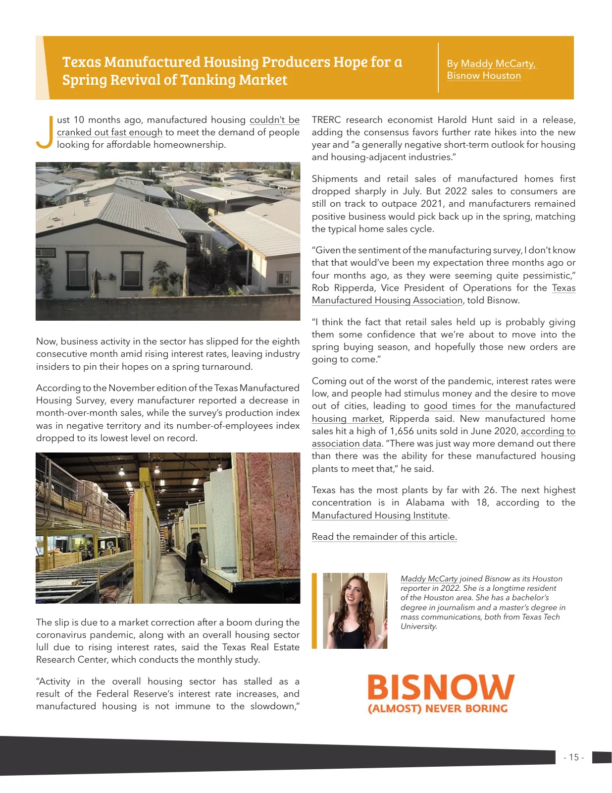Page 15 of Manufactured Housing Review 2023 Q1