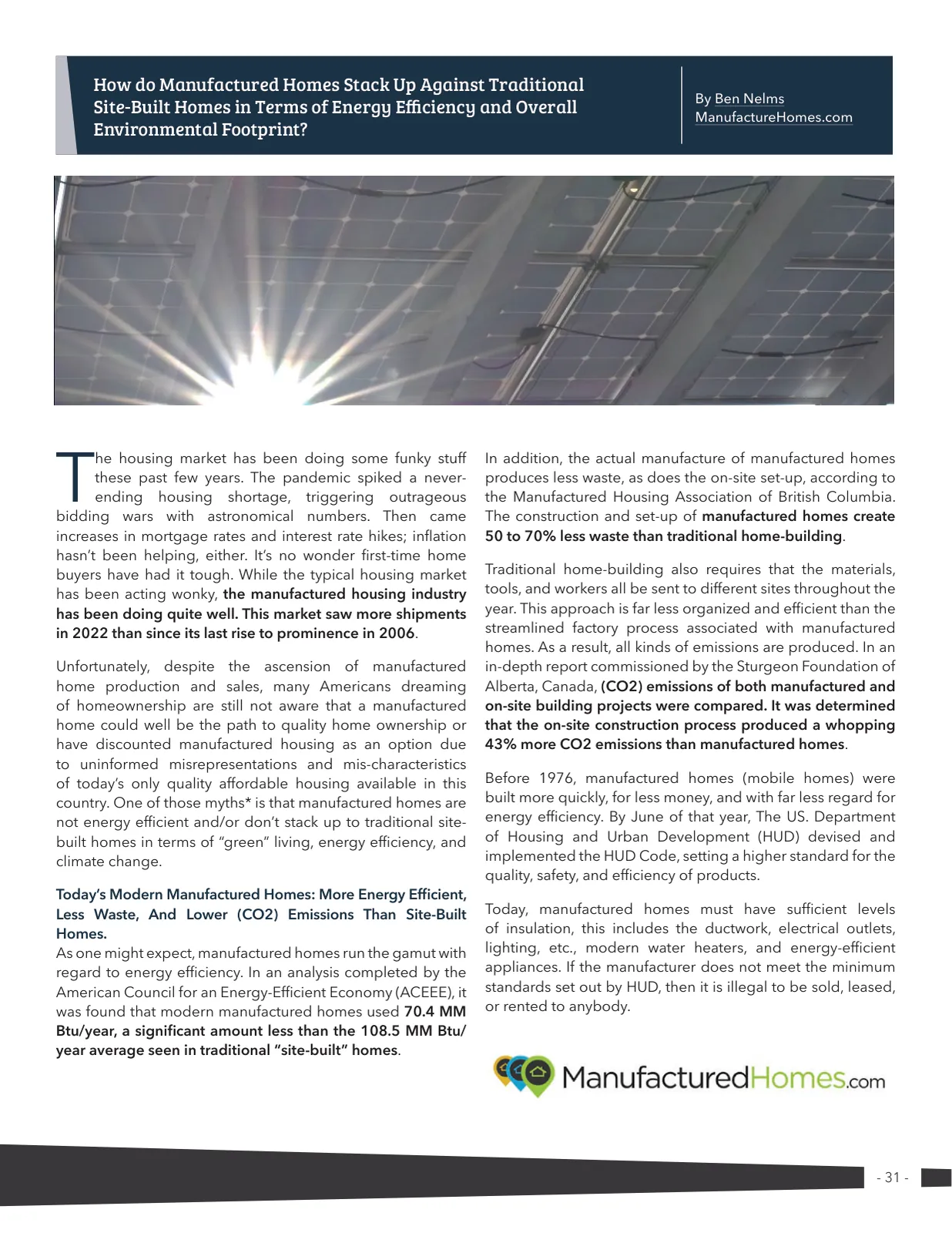 Page 31 of Manufactured Housing Review 2023 Q1