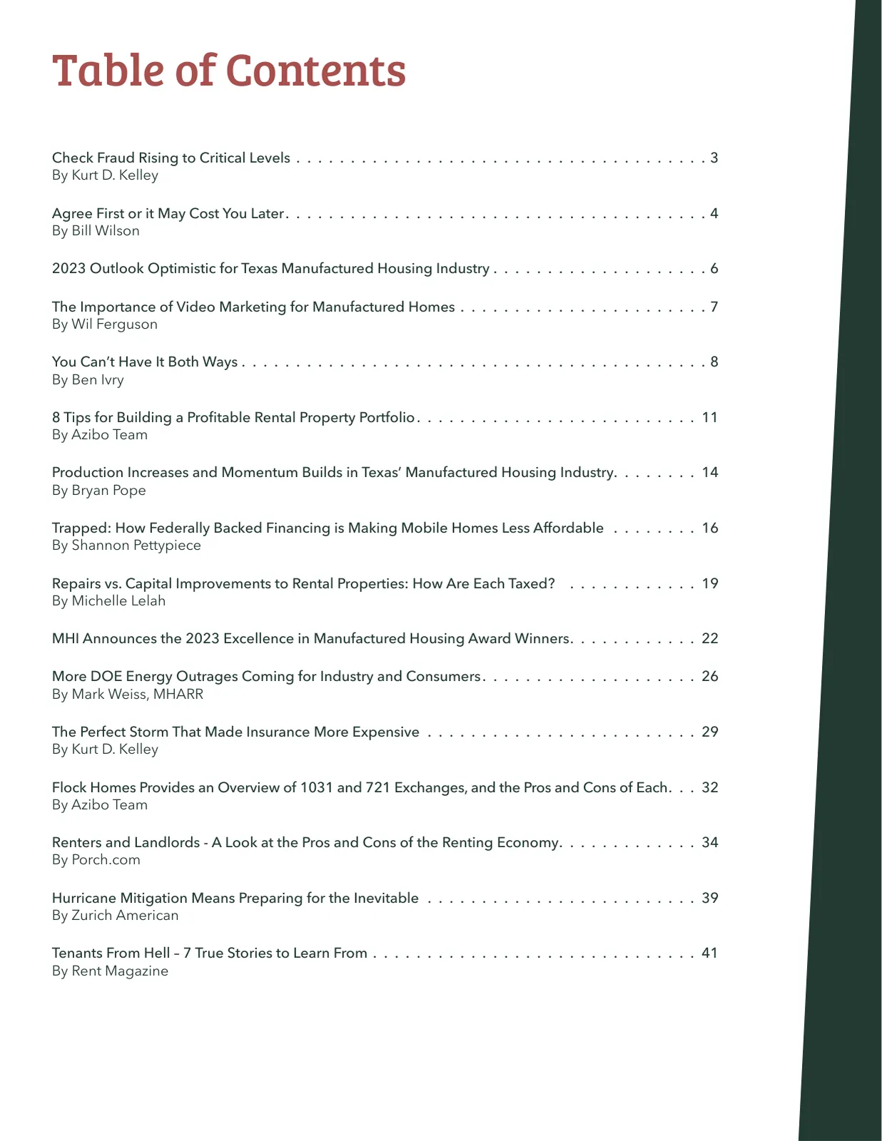 Page 2 of Manufactured Housing Review 2023 Q2