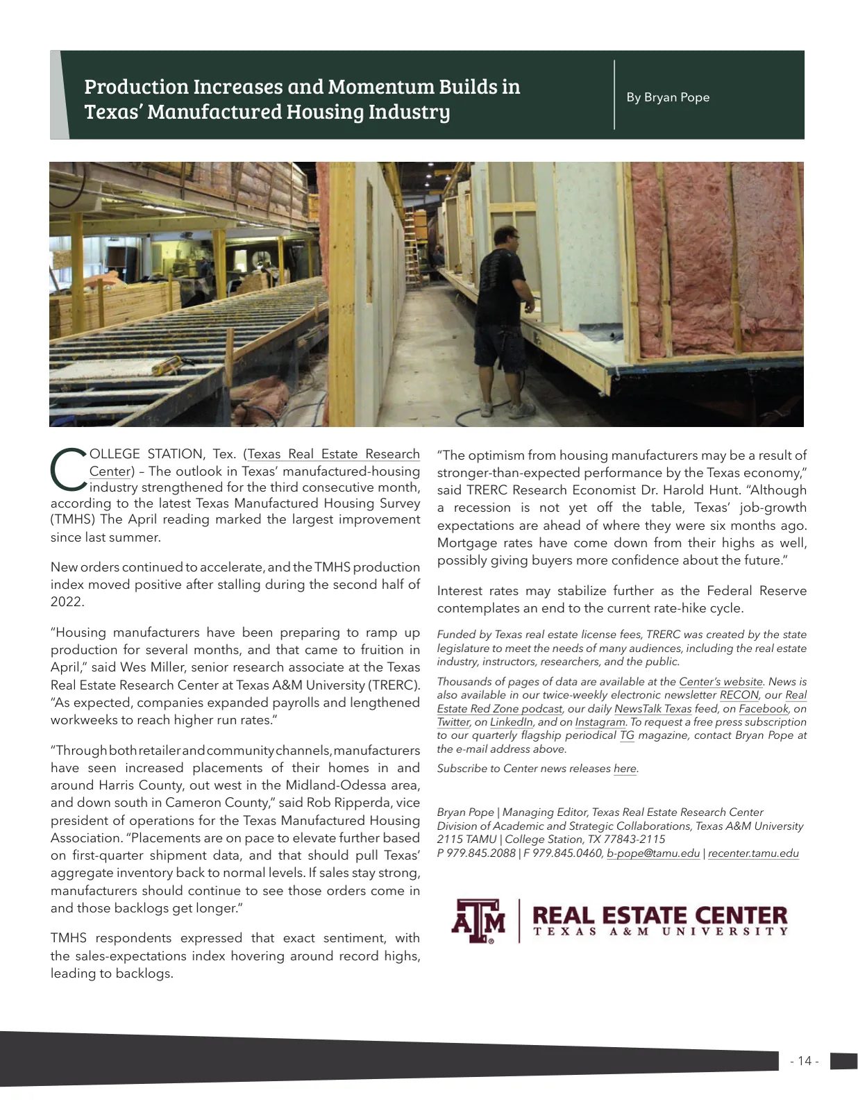 Page 14 of Manufactured Housing Review 2023 Q2