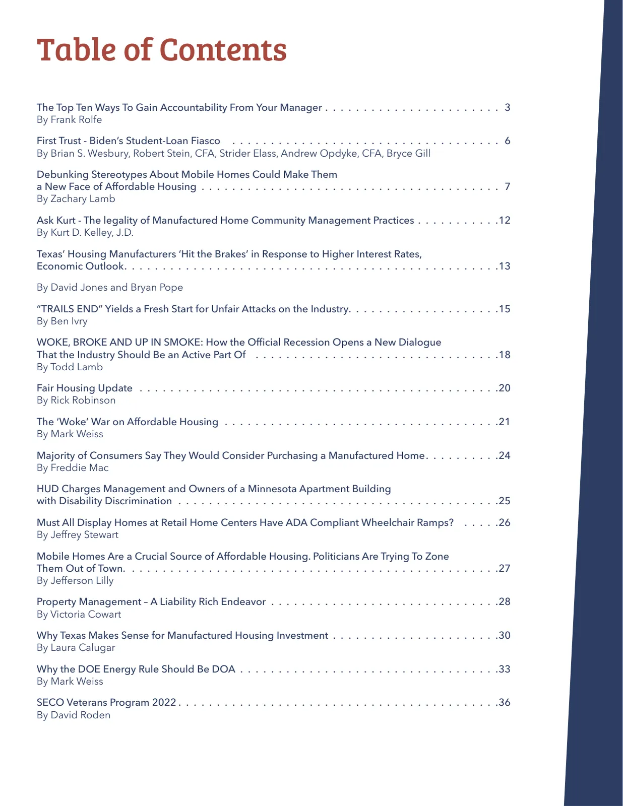 Page 2 of Manufactured Housing Review 2022 Q3