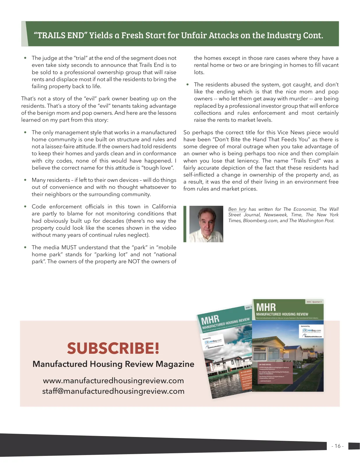 Page 16 of Manufactured Housing Review 2022 Q3