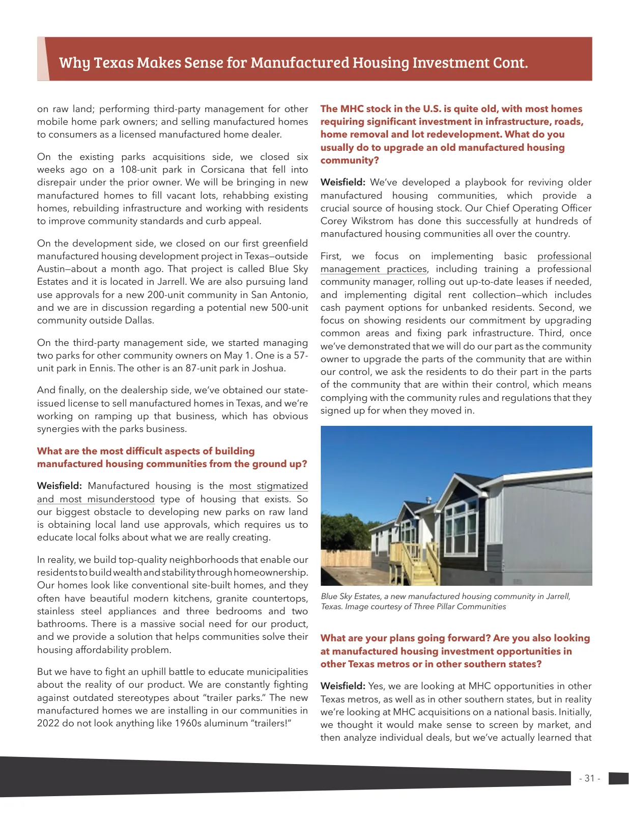 Page 31 of Manufactured Housing Review 2022 Q3