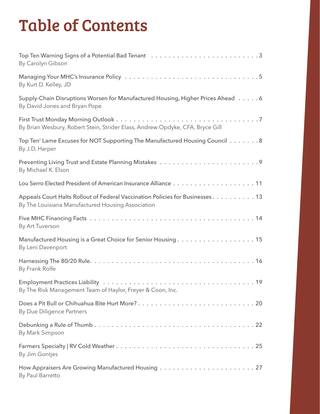 Page 2 of Manufactured Housing Review 2021 Q4