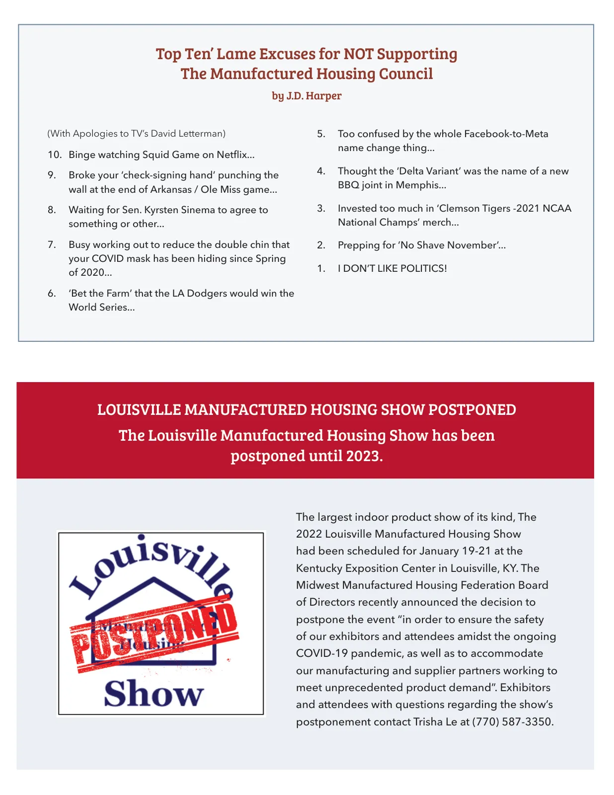 Page 8 of Manufactured Housing Review 2021 Q4