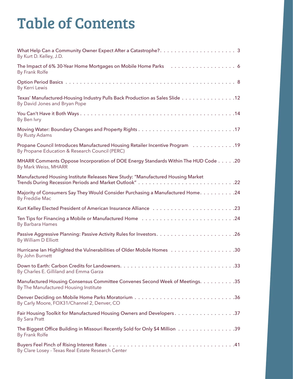 Page 2 of Manufactured Housing Review 2022 Q4