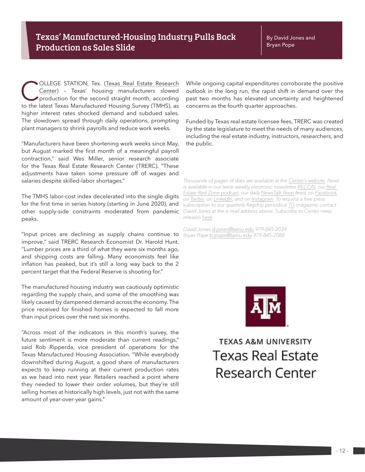 Page 12 of Manufactured Housing Review 2022 Q4