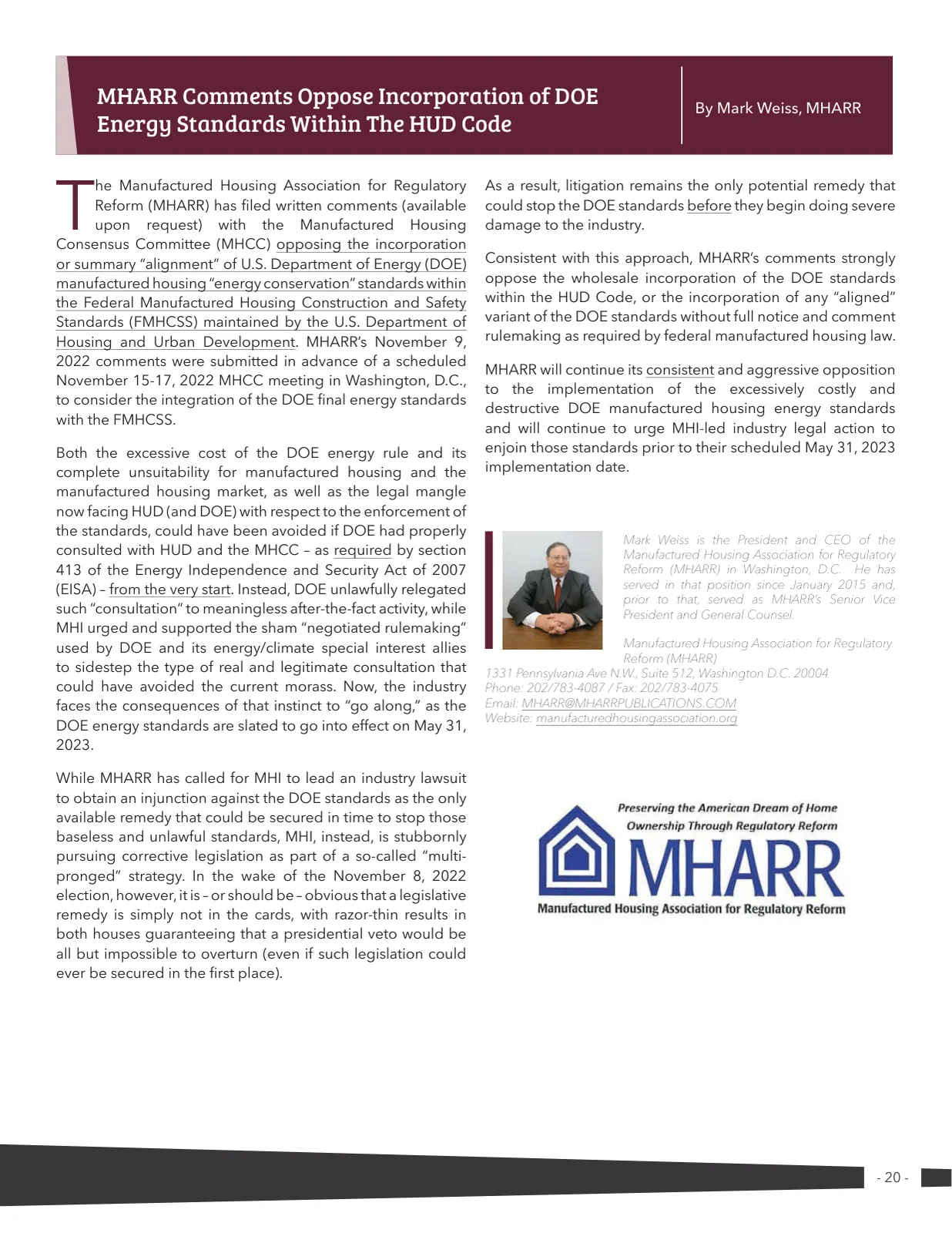 Page 20 of Manufactured Housing Review 2022 Q4
