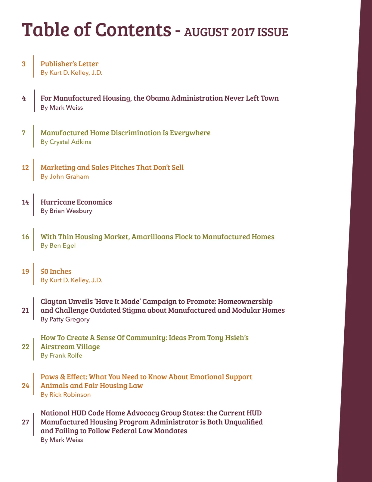 Page 2 of Manufactured Housing Review September 2017