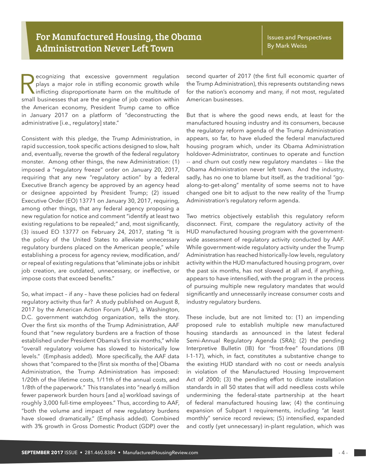 Page 4 of Manufactured Housing Review September 2017