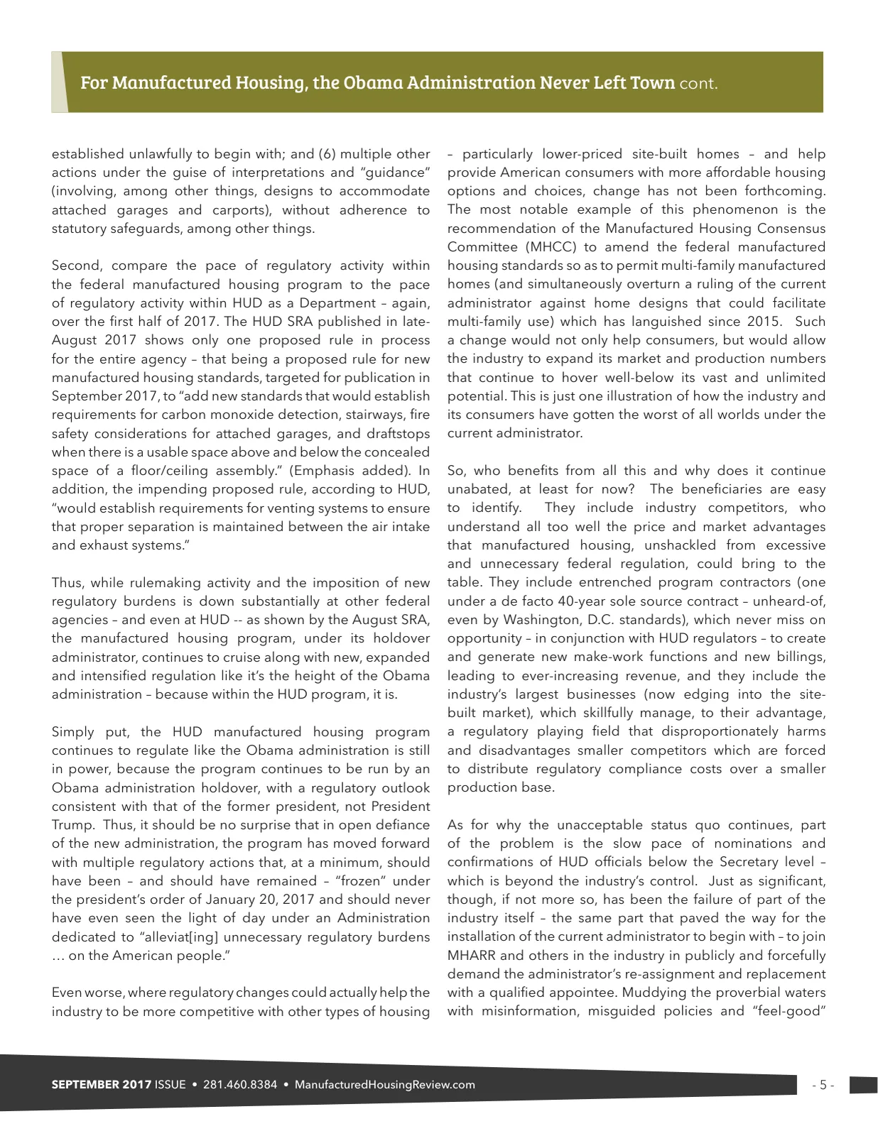 Page 5 of Manufactured Housing Review September 2017