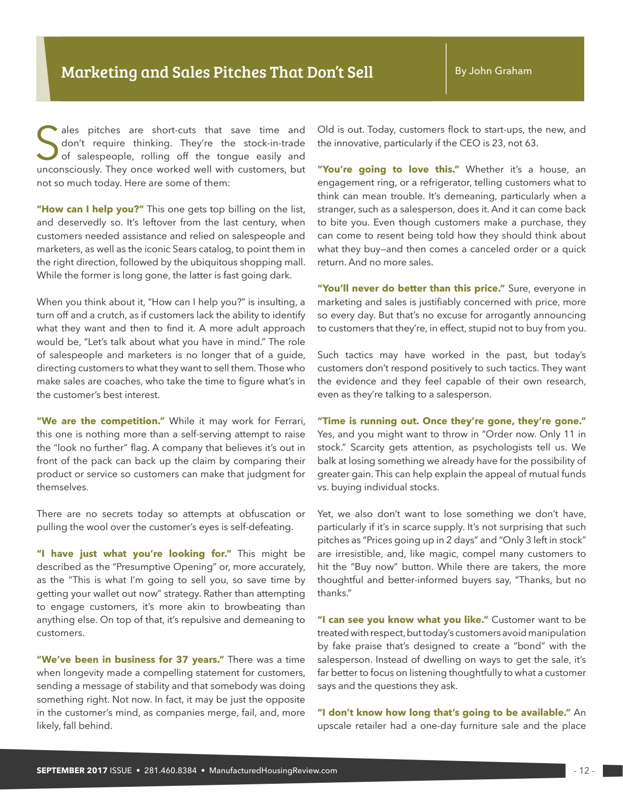 Page 12 of Manufactured Housing Review September 2017