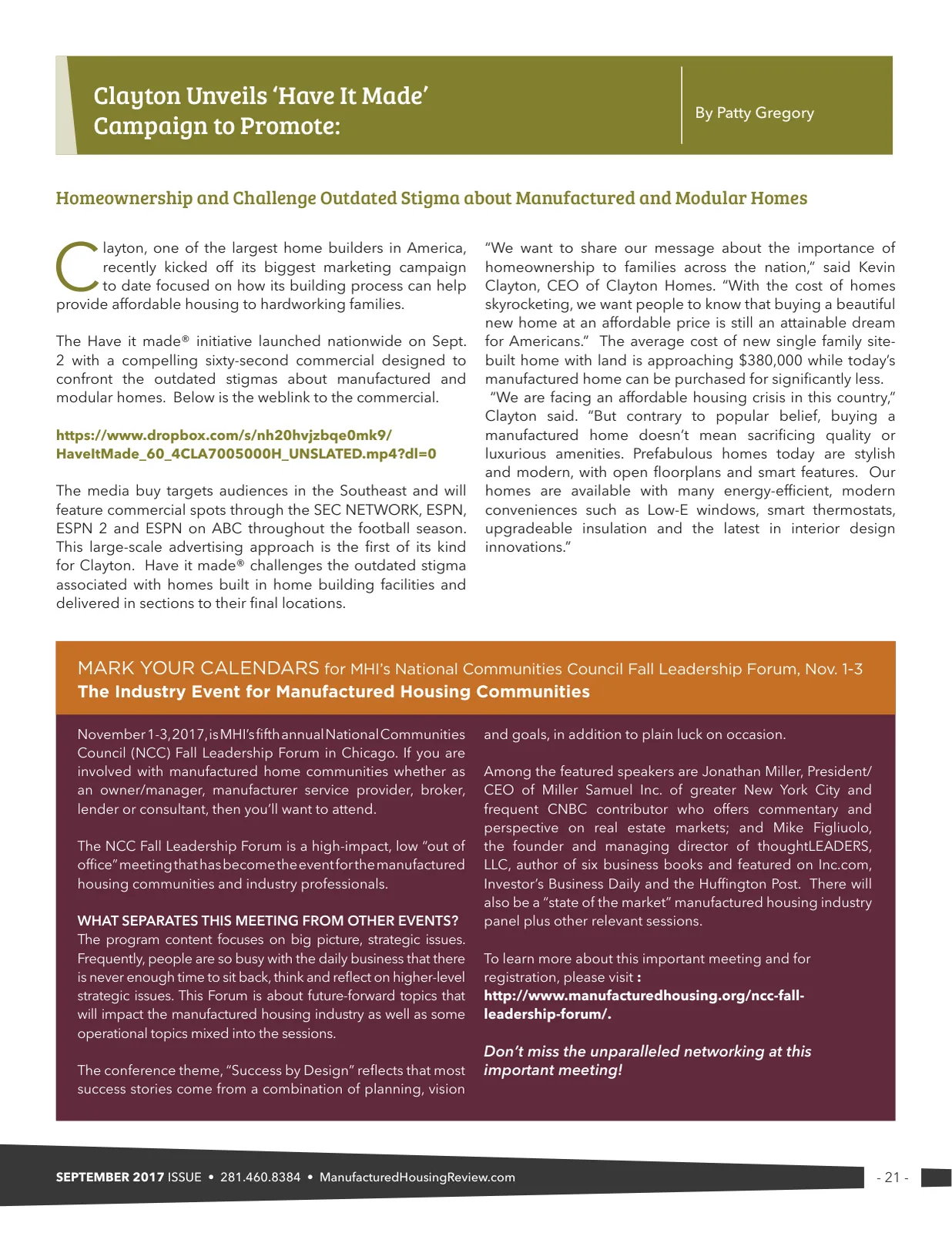 Page 21 of Manufactured Housing Review September 2017