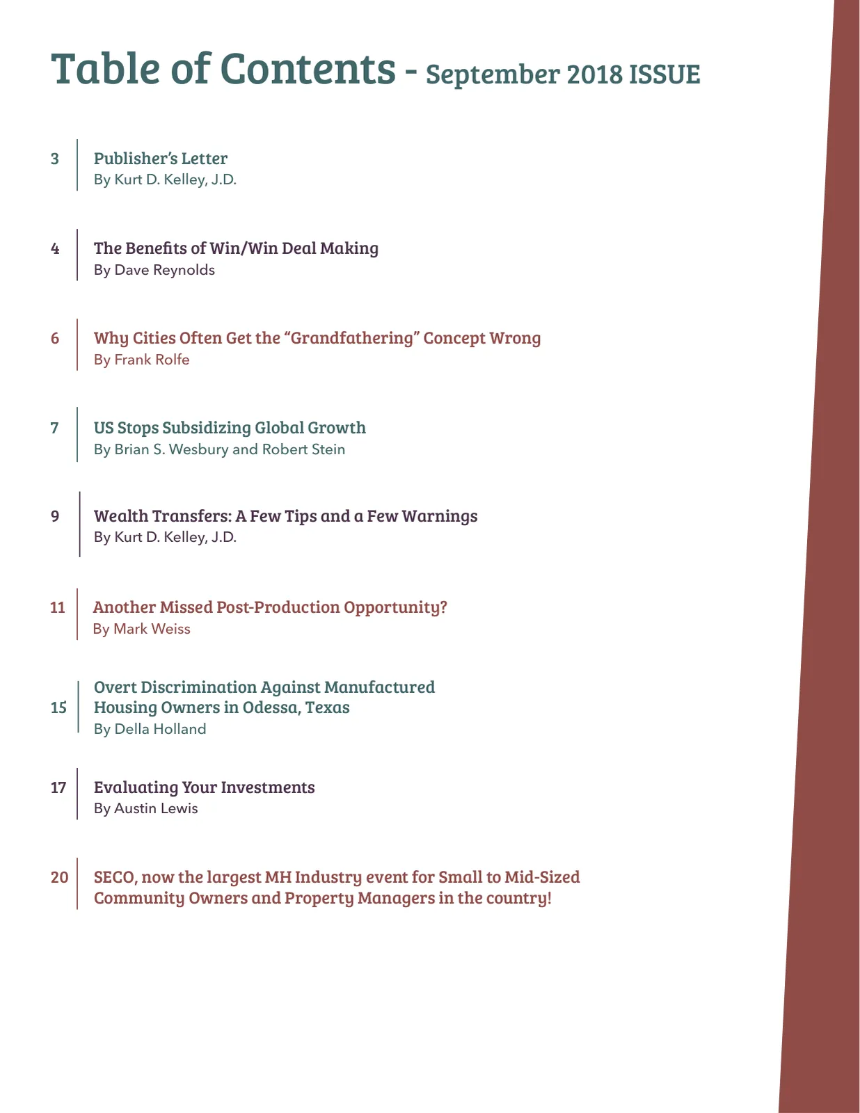 Page 2 of Manufactured Housing Review September 2018
