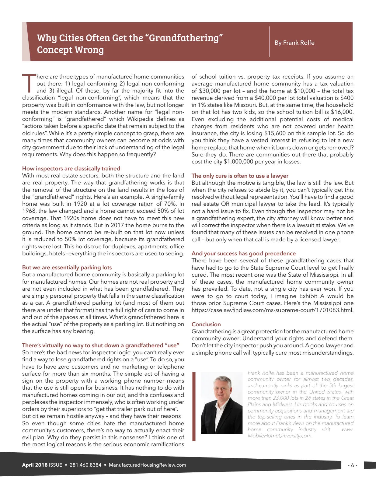 Page 6 of Manufactured Housing Review September 2018