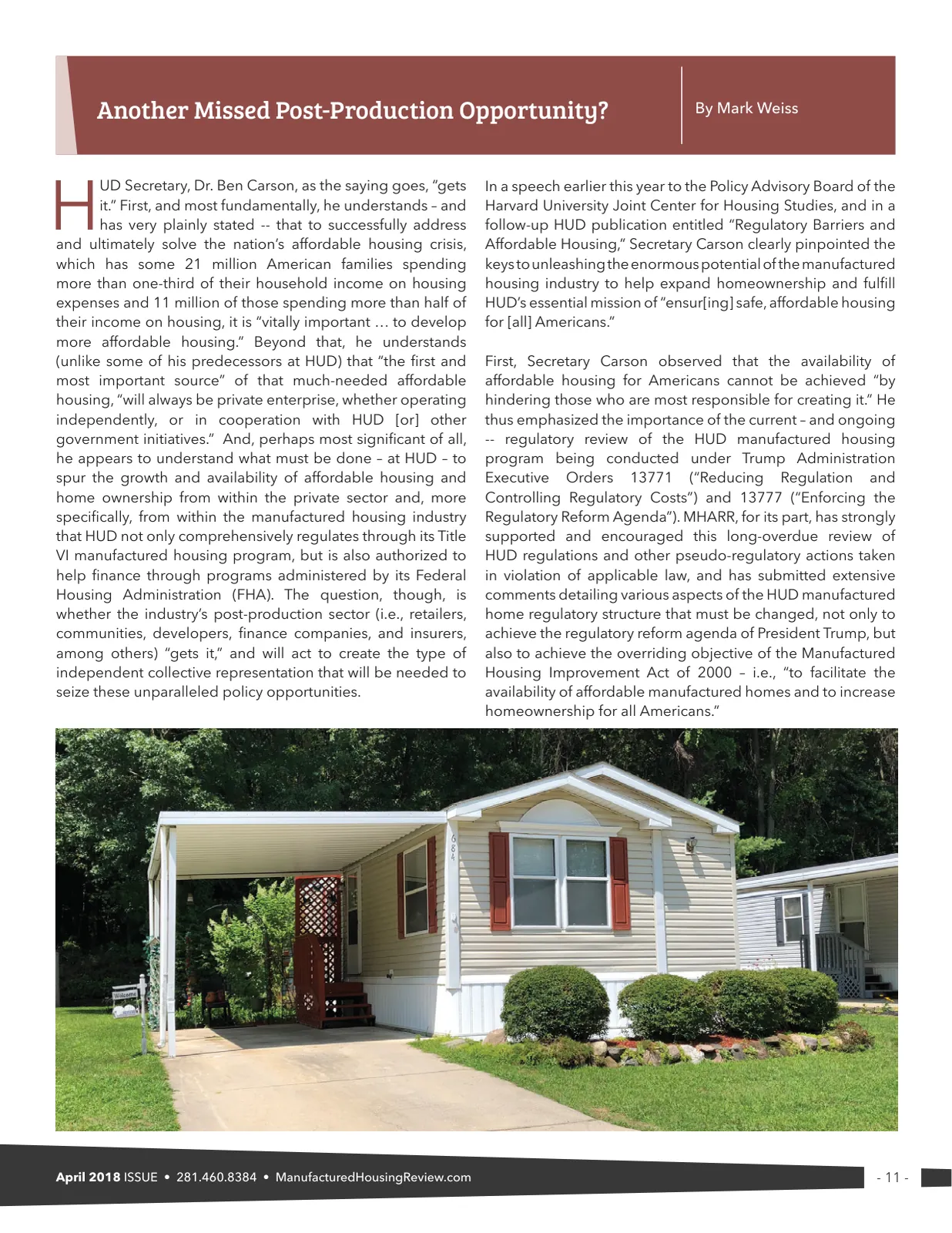Page 11 of Manufactured Housing Review September 2018