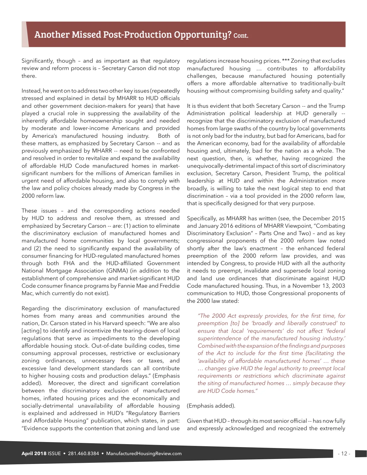Page 12 of Manufactured Housing Review September 2018