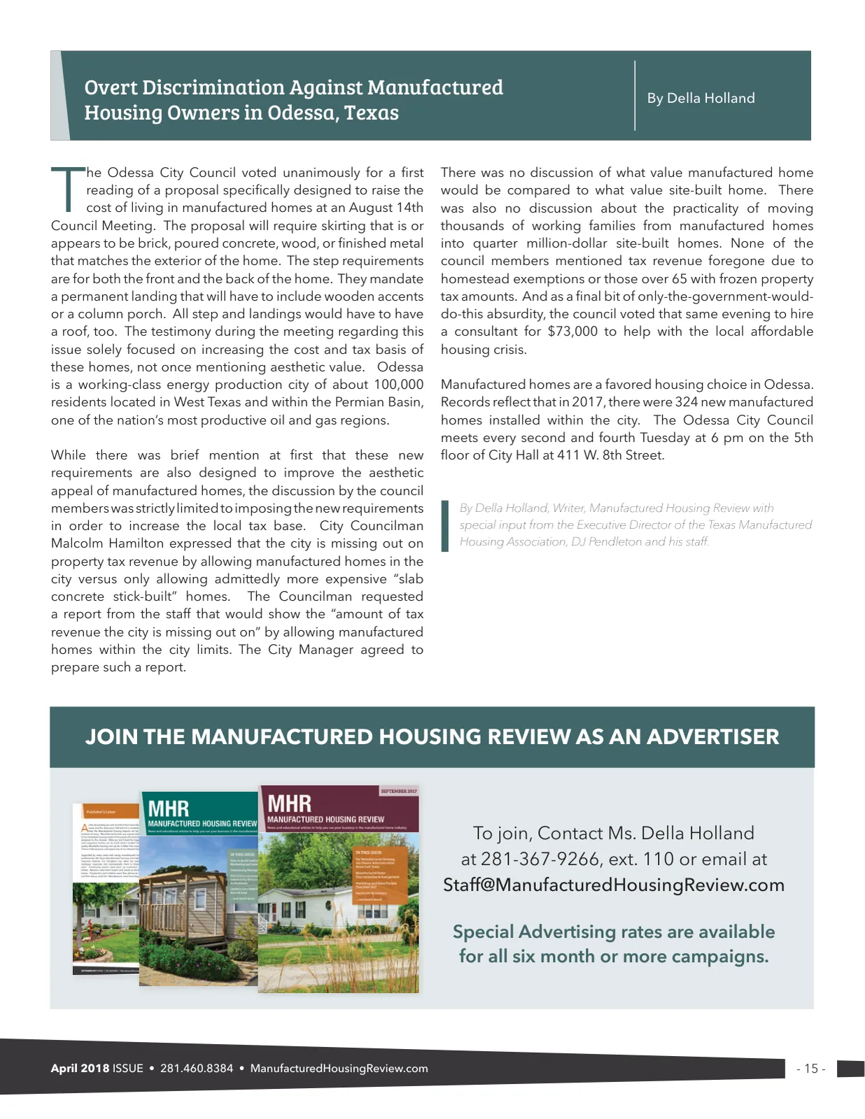Page 15 of Manufactured Housing Review September 2018
