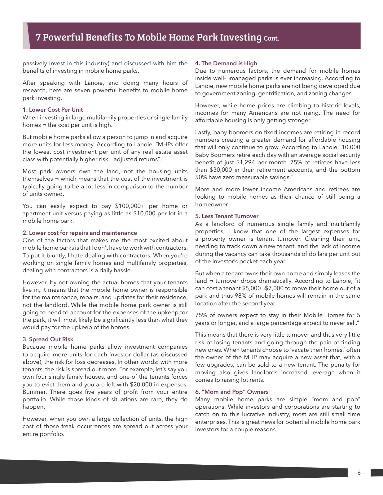 Page 6 of Manufactured Housing Review 2019 Q3