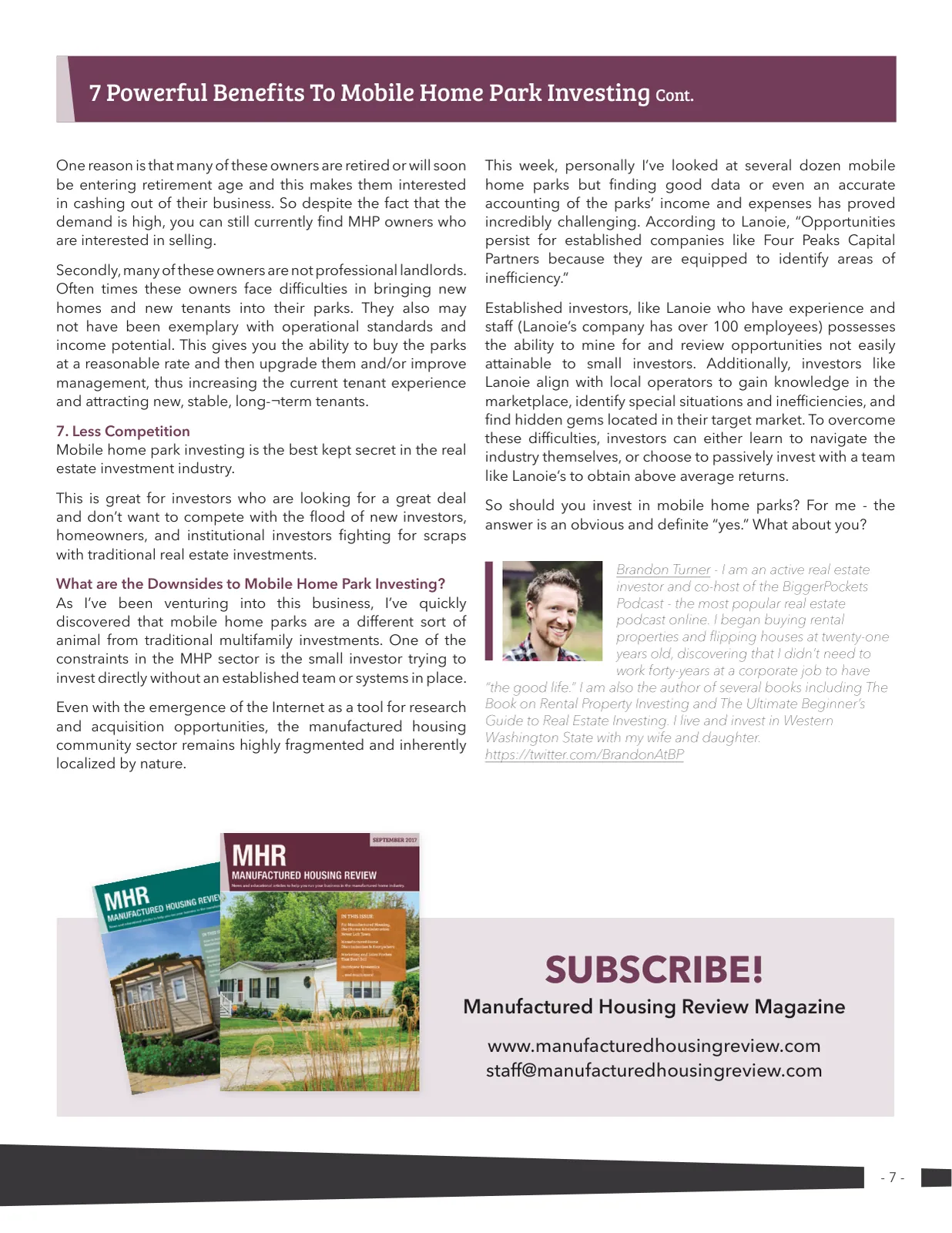 Page 7 of Manufactured Housing Review 2019 Q3