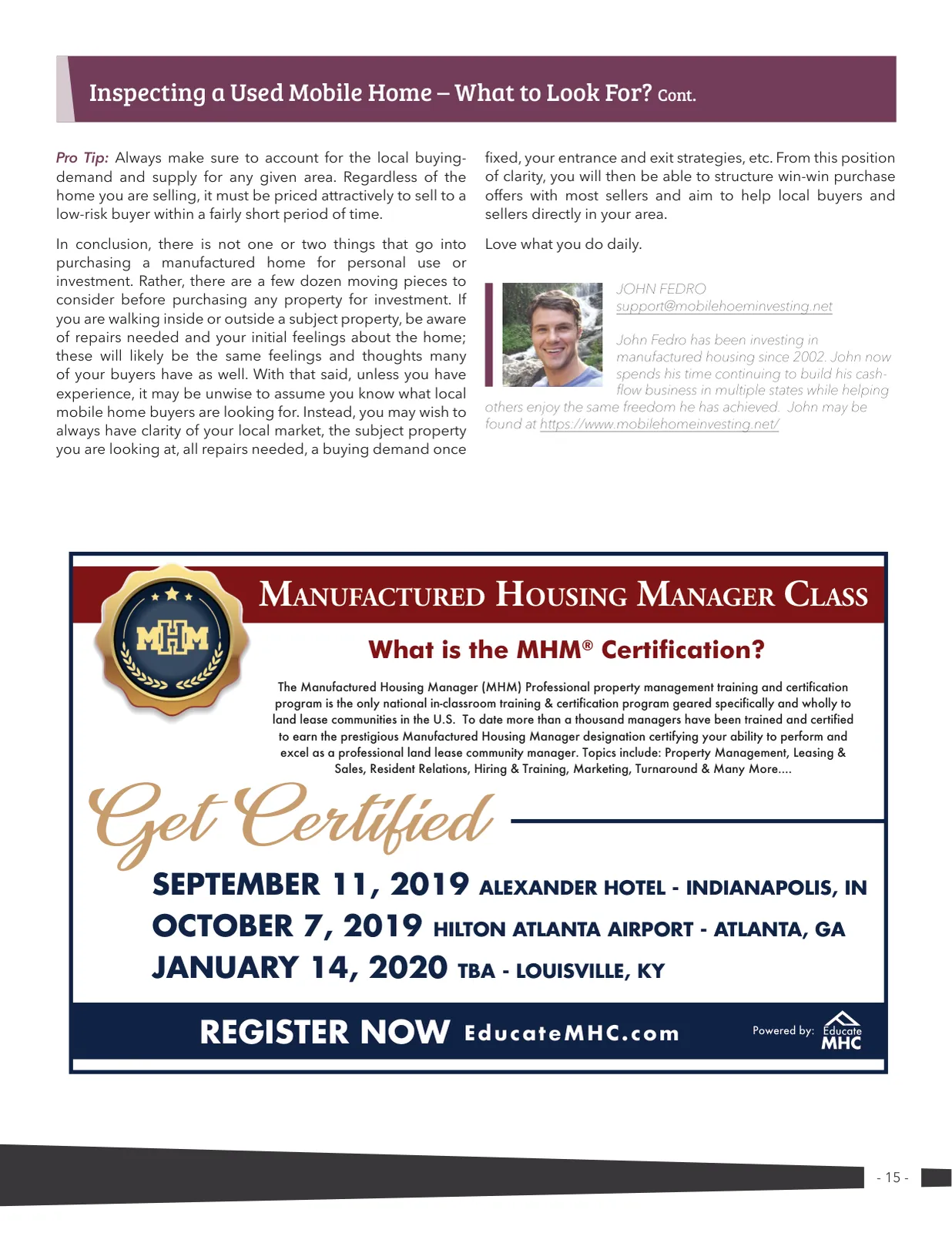 Page 15 of Manufactured Housing Review 2019 Q3