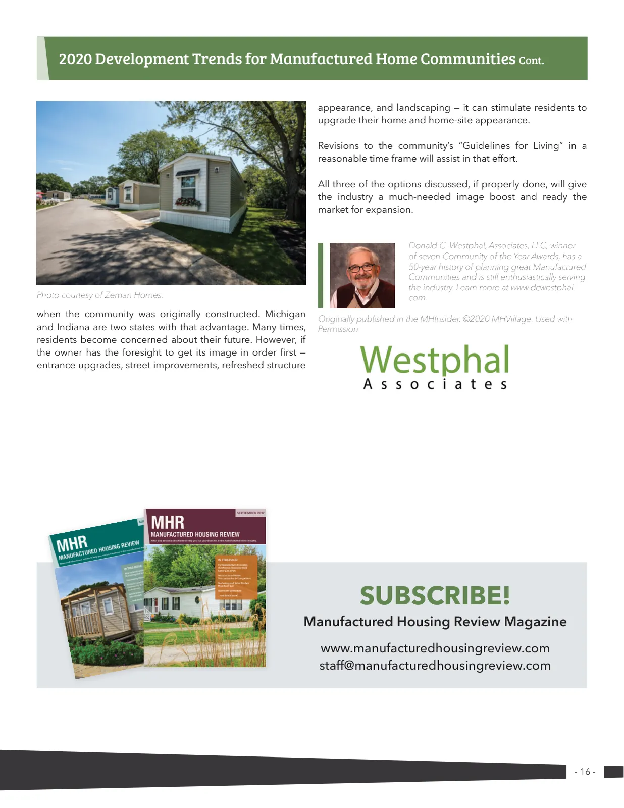 Page 16 of Manufactured Housing Review 2020 Q3