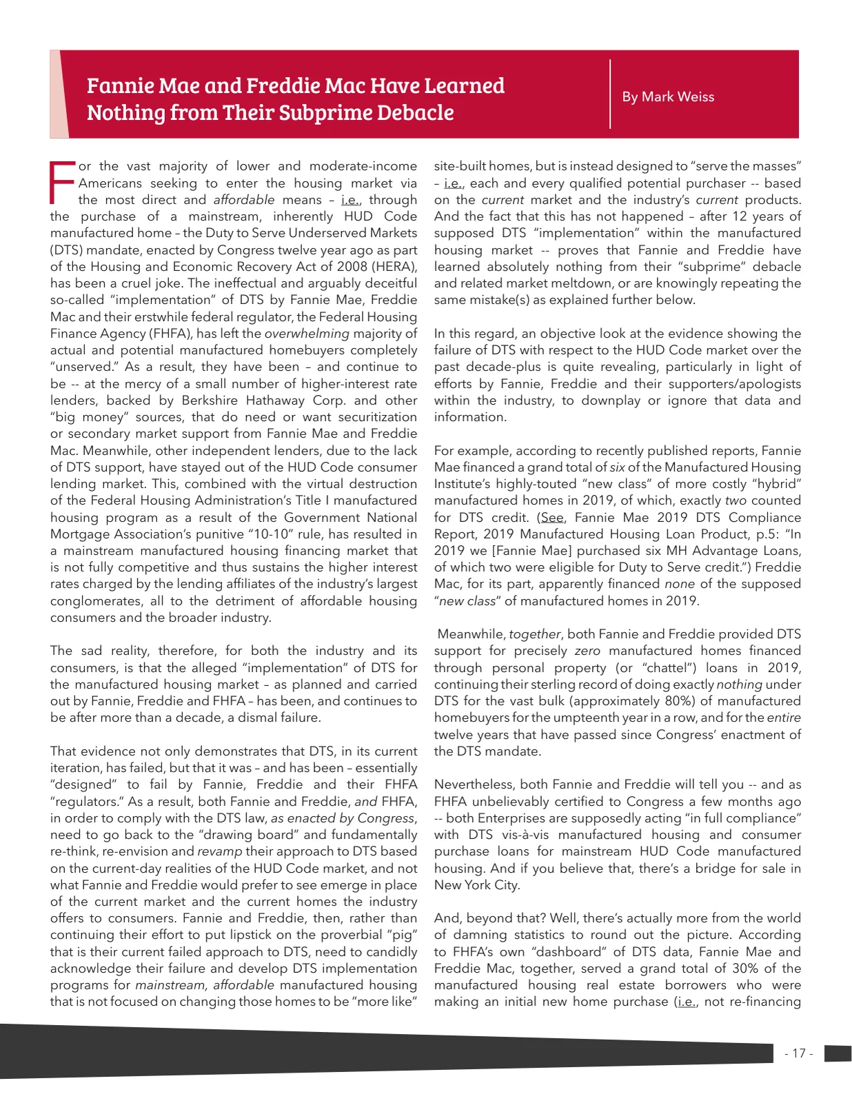 Page 17 of Manufactured Housing Review 2020 Q3