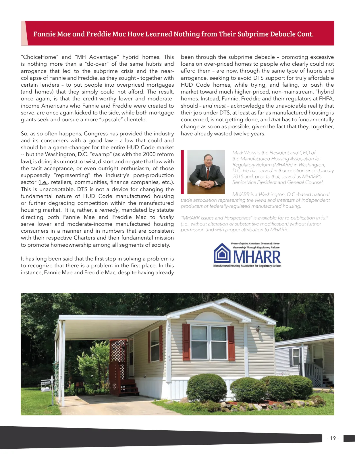 Page 19 of Manufactured Housing Review 2020 Q3