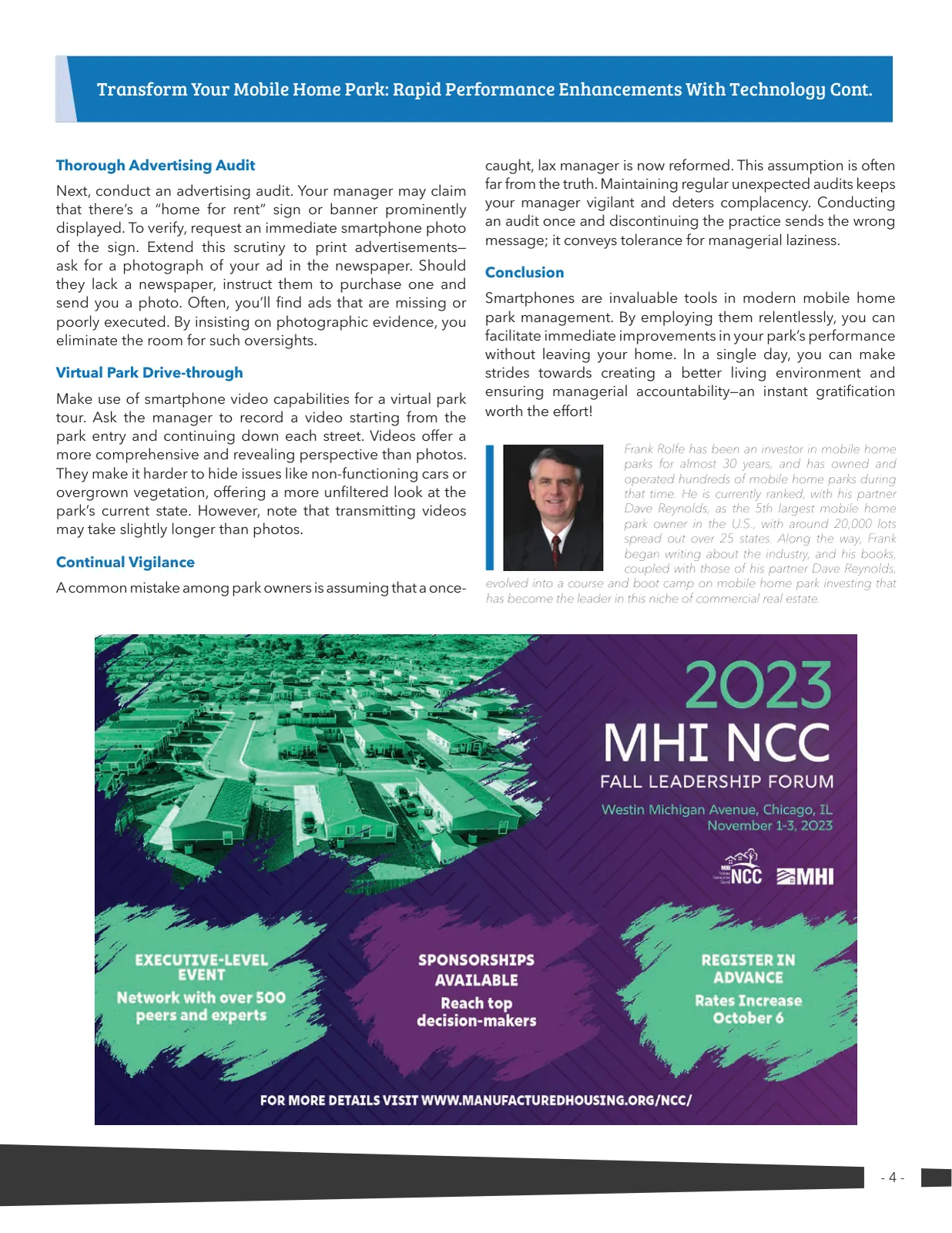 Page 4 of Manufactured Housing Review 2023 Q3
