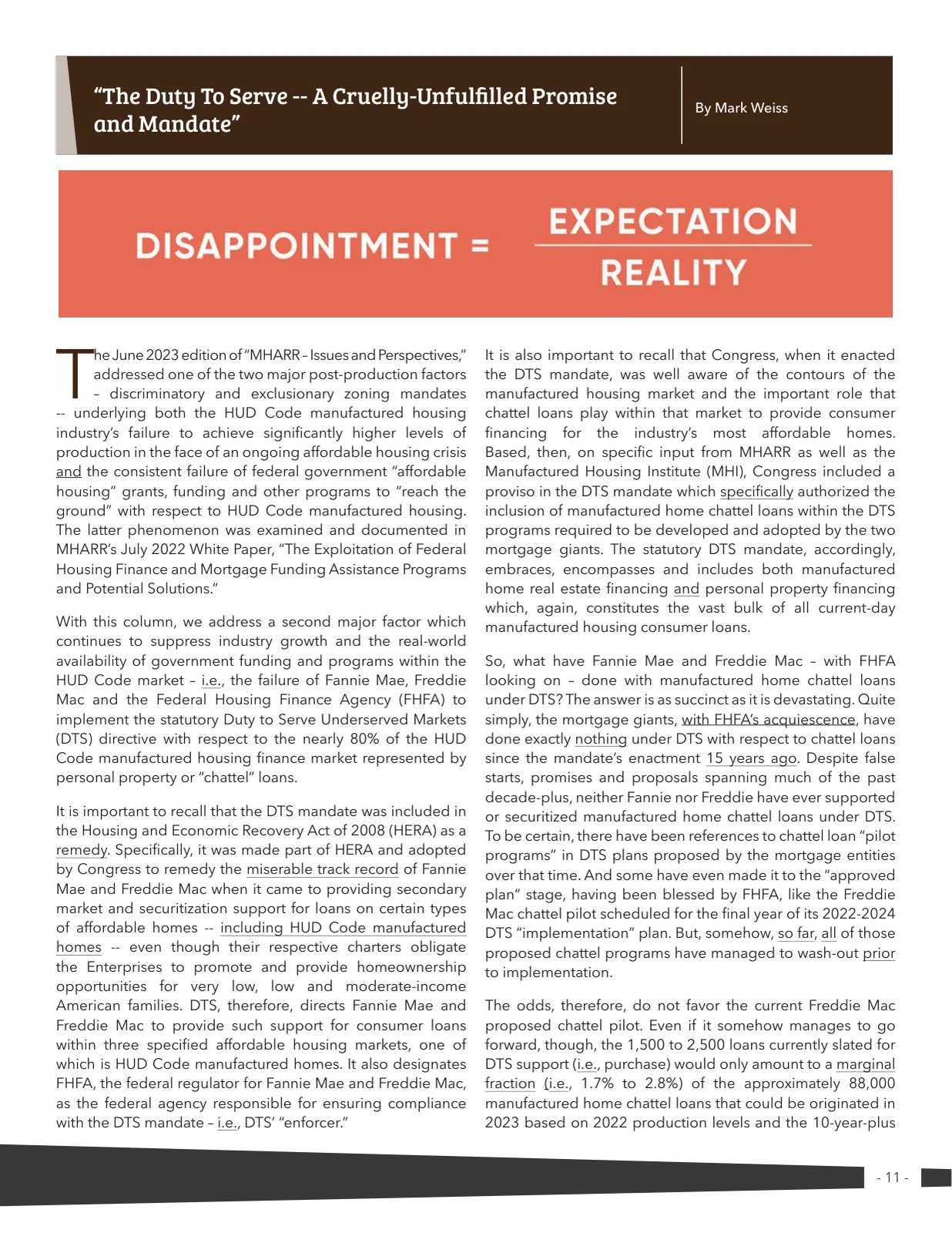 Page 11 of Manufactured Housing Review 2023 Q3