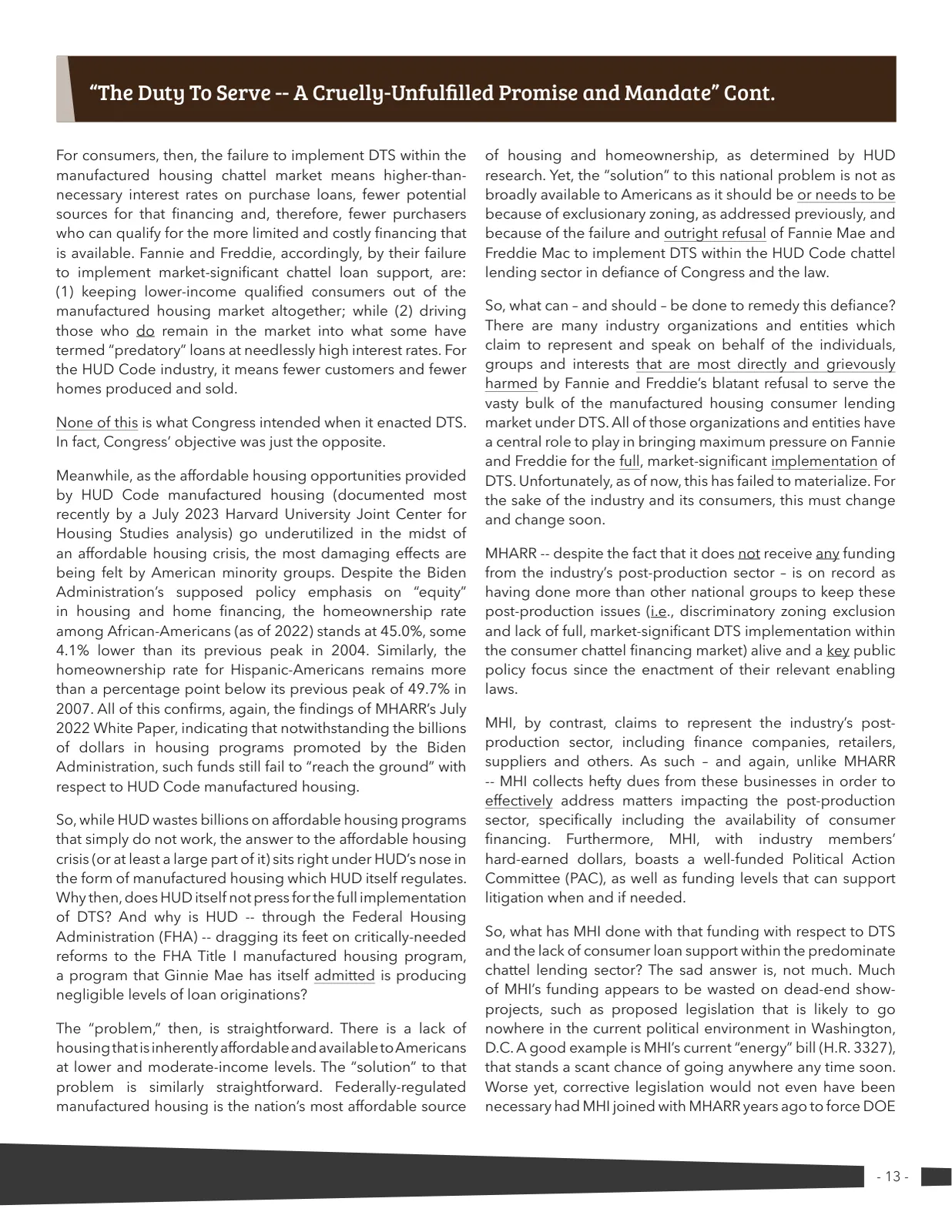 Page 13 of Manufactured Housing Review 2023 Q3