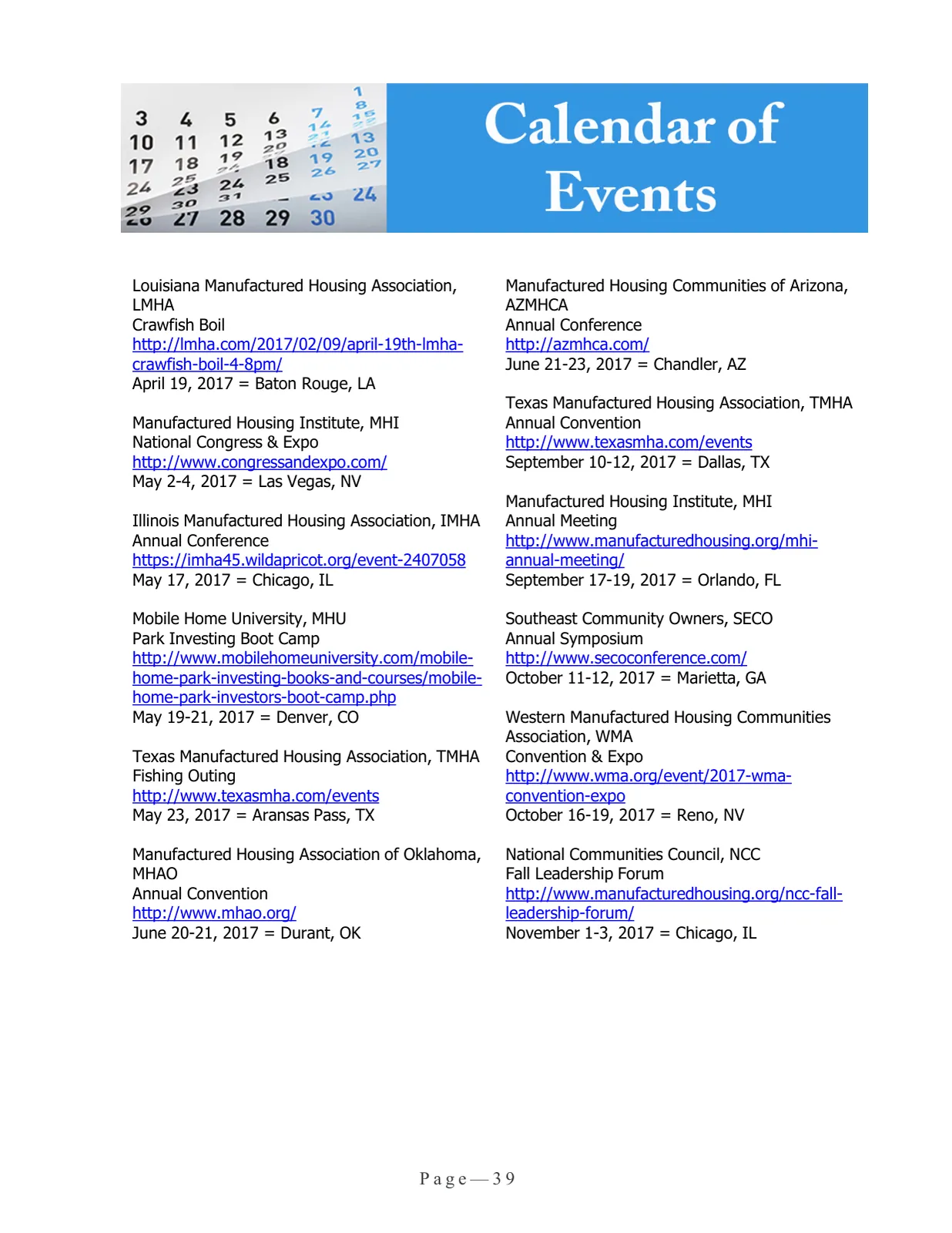 Page 39 of Manufactured Housing Review April 2017